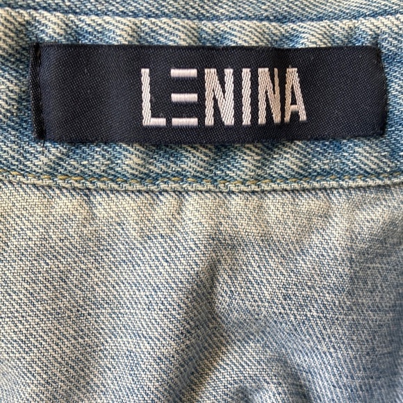 Lenina Western Denim Shirt Snap Front Long Sleeve Light Blue Wash - Picture 4 of 5